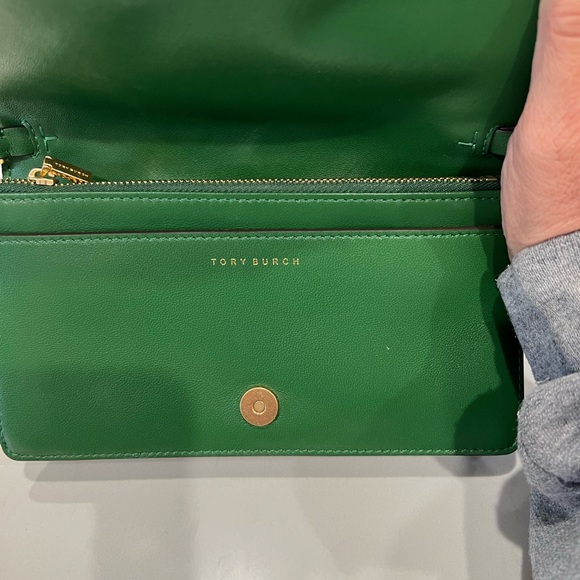 NWOT Tory Burch Fleming Soft Straw Wallet Crossbody - Arugula Green Chain Bag - Picture 6 of 12